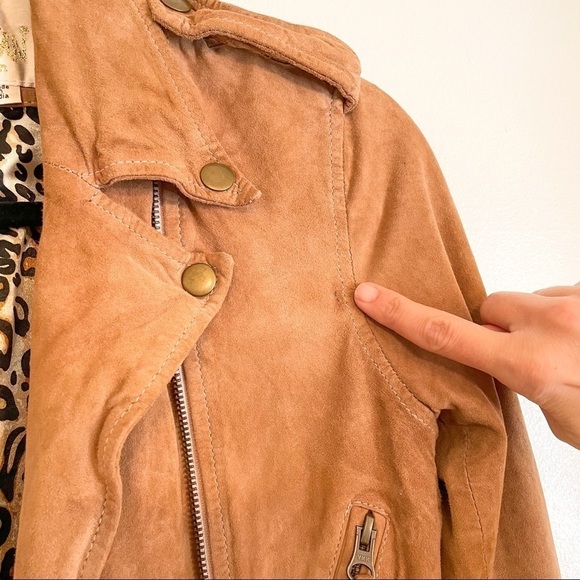 Sara Berman Tan Suede Moto Biker Jacket XS - Picture 16 of 16